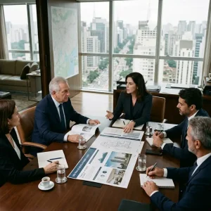 reuniao de comite de captacao de investidores imobiliarios na planta