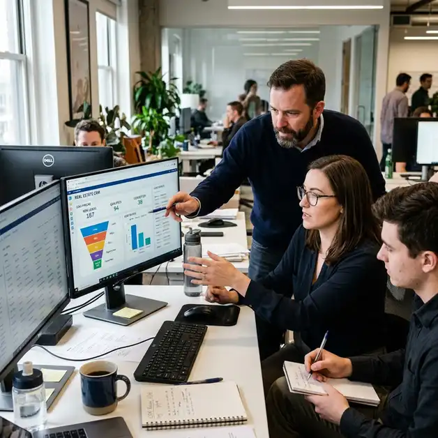 equipe comercial monitorando funil e vso no mercado imobiliario em crm